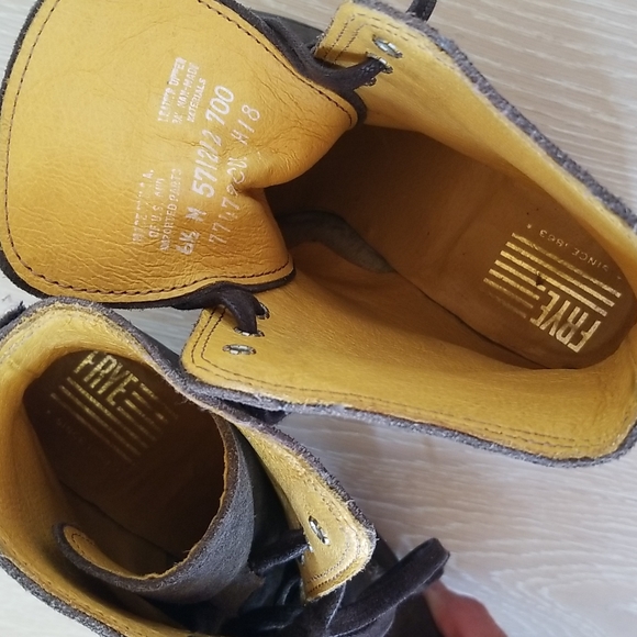 Frye Sabrina 6G Campus Lace Up Boots in Dark Brown Suede Leather - Picture 7 of 8